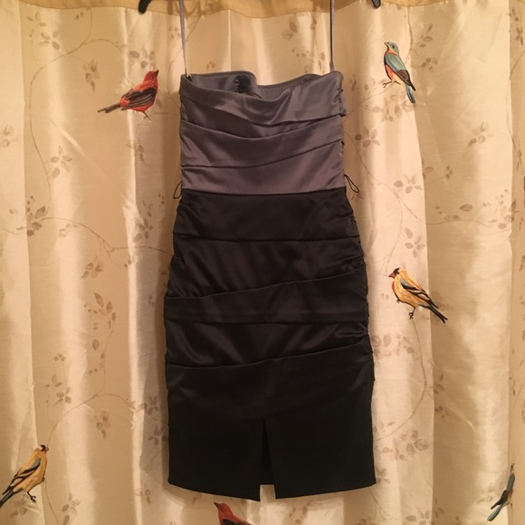 WHBM gray color block strapless dress sz 00 - Picture 3 of 6